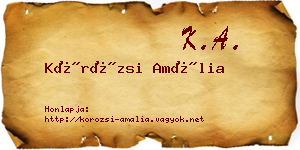Körözsi Amália névjegykártya